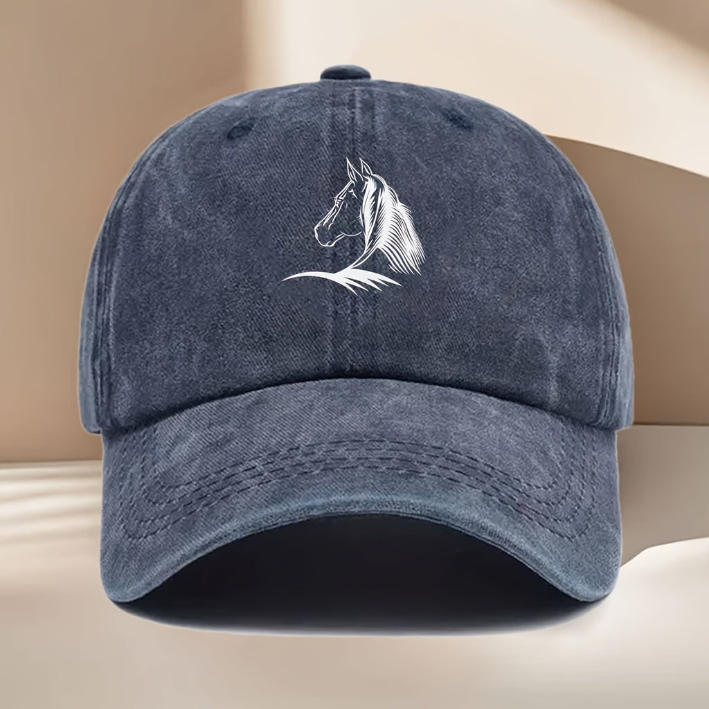 White Horse Line Drawing Print Baseball Cap, Fashionable, Easy, Lightweight, Durable, Unisex, Suitable for All Seasons, Hip-Hop Cap, Suitable for Vacation Travel, Playing And Checking In, Daily Outings, Outdoor Sports And Other Occasions
