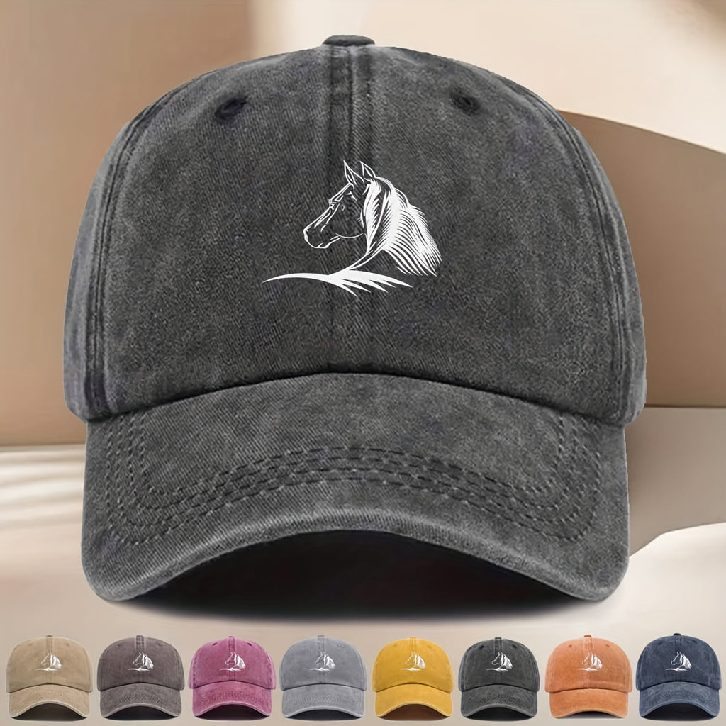 White Horse Line Drawing Print Baseball Cap, Fashionable, Easy, Lightweight, Durable, Unisex, Suitable for All Seasons, Hip-Hop Cap, Suitable for Vacation Travel, Playing And Checking In, Daily Outings, Outdoor Sports And Other Occasions