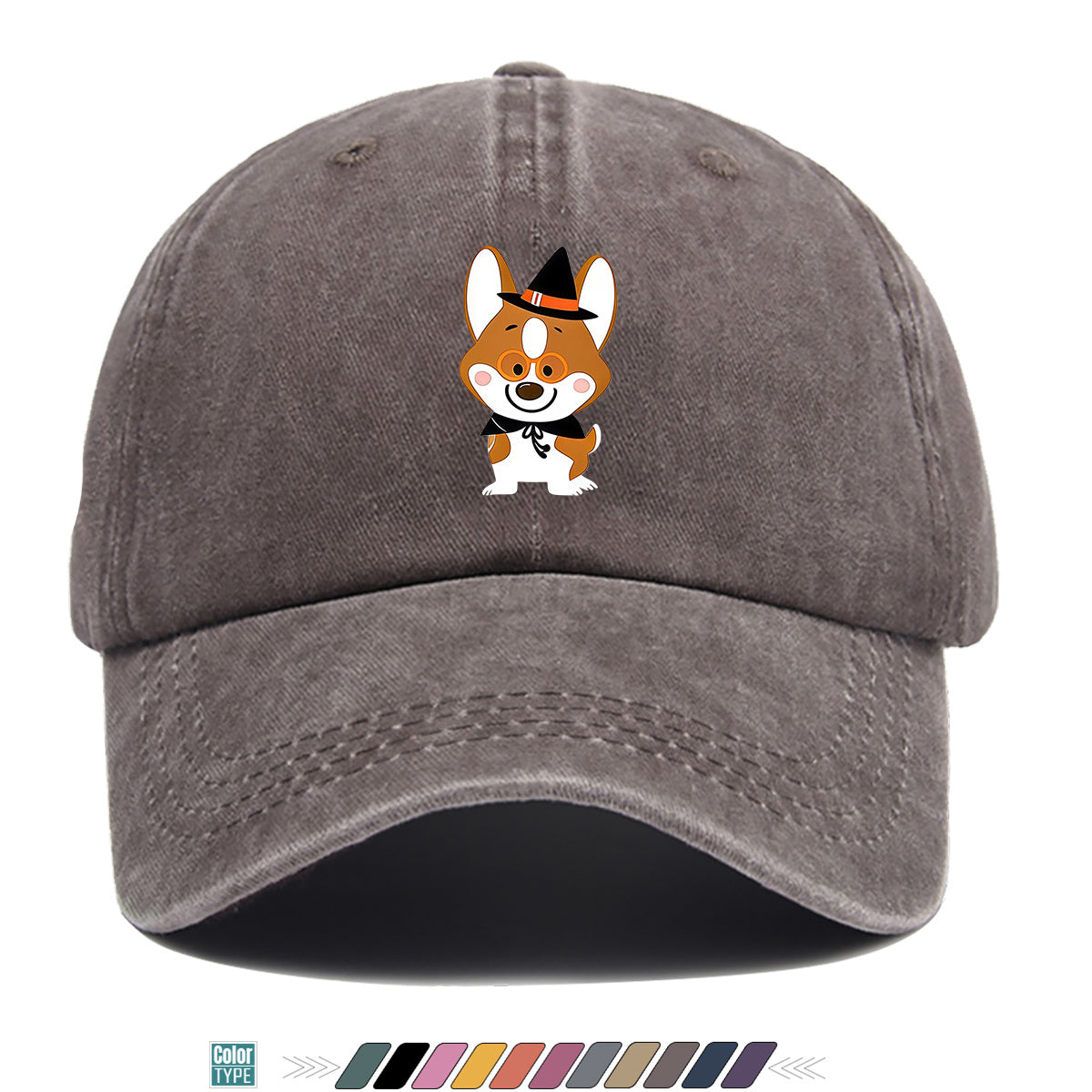 1pc Corgi Dog Cartoon Print Baseball Cap, Cute Wizard Hat with Glasses Design, Comfortable Breathable Sun Hat, Fashionable And Adorable Trendy Hat, Unisex Adjustable Size, Travel Hat, Bestie Shopping Hat, Suitable for Holiday Parties