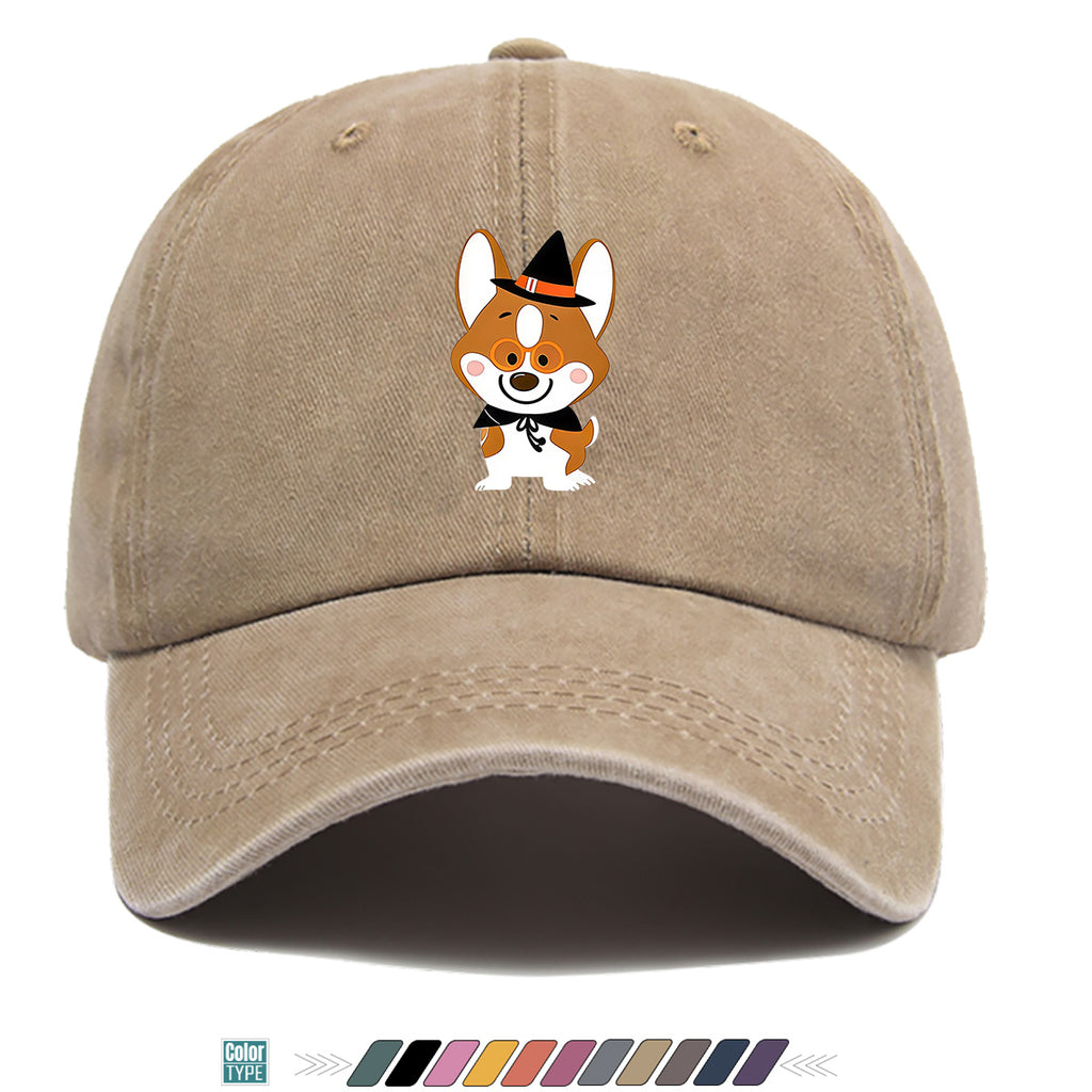 1pc Corgi Dog Cartoon Print Baseball Cap, Cute Wizard Hat with Glasses Design, Comfortable Breathable Sun Hat, Fashionable And Adorable Trendy Hat, Unisex Adjustable Size, Travel Hat, Bestie Shopping Hat, Suitable for Holiday Parties