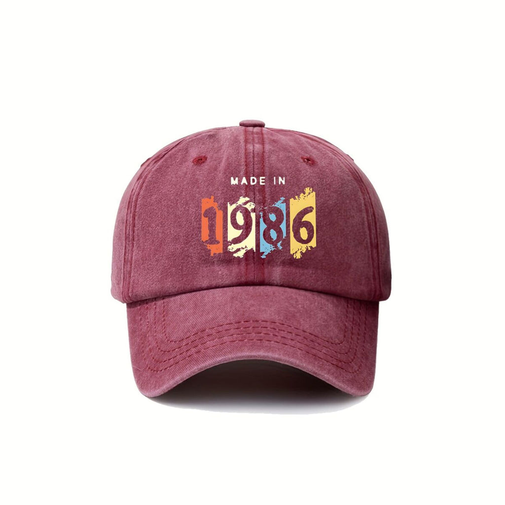 1986 Colorful Text Vintage Washed Distressed Duckbill Cap Unisex Outdoor Baseball Cap Adjustable Washed Vintage Style Lightweight Breathable Golf Cap