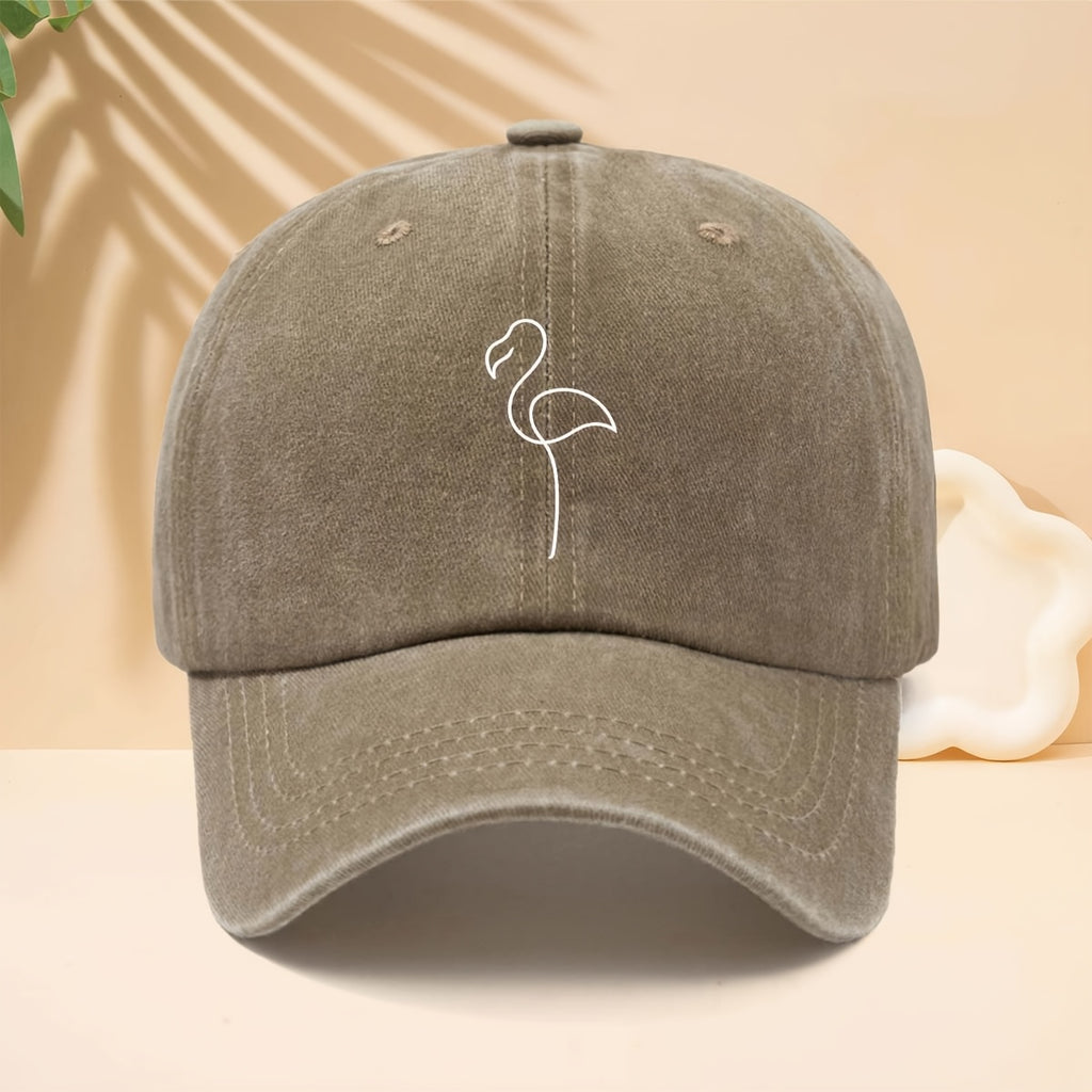 Baseball Cap with Line Flamingo Pattern, American Retro Minimalist Literary Street Style Adjustable Unisex Casual Hat, All-Season Bending Brim Hat for Walking, Parties, Shopping, Dates, And Parties, Hip-Hop Hat with Soft Top Design