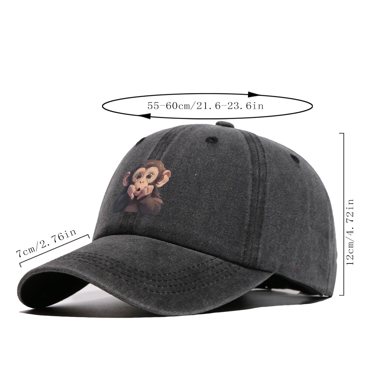 1pc Chimpanzee Print Baseball Cap Suitable for Men & Women, Adjustable Unisex Hat with Chimpanzee Face, Breathable for Streetwear, Hip-Hop, Music Festivals, Skateboarding - Trendy, Daily Commute & Outfits
