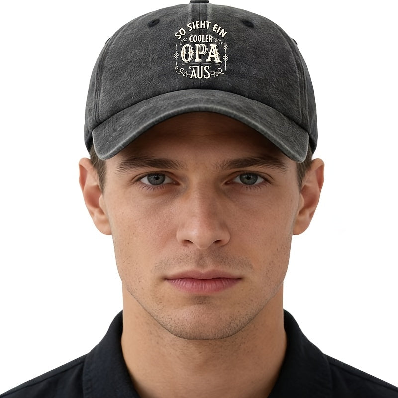 Unisex Fashion All-Match Printed OPA German Style Baseball Cap, Classic Vintage Washed Outdoor Lightweight Curved Brim Hat, Trucker Cap, Suitable for Outdoor Vacation Travel Camping And Casual Occasions, Holiday Party Hip-Hop Hat