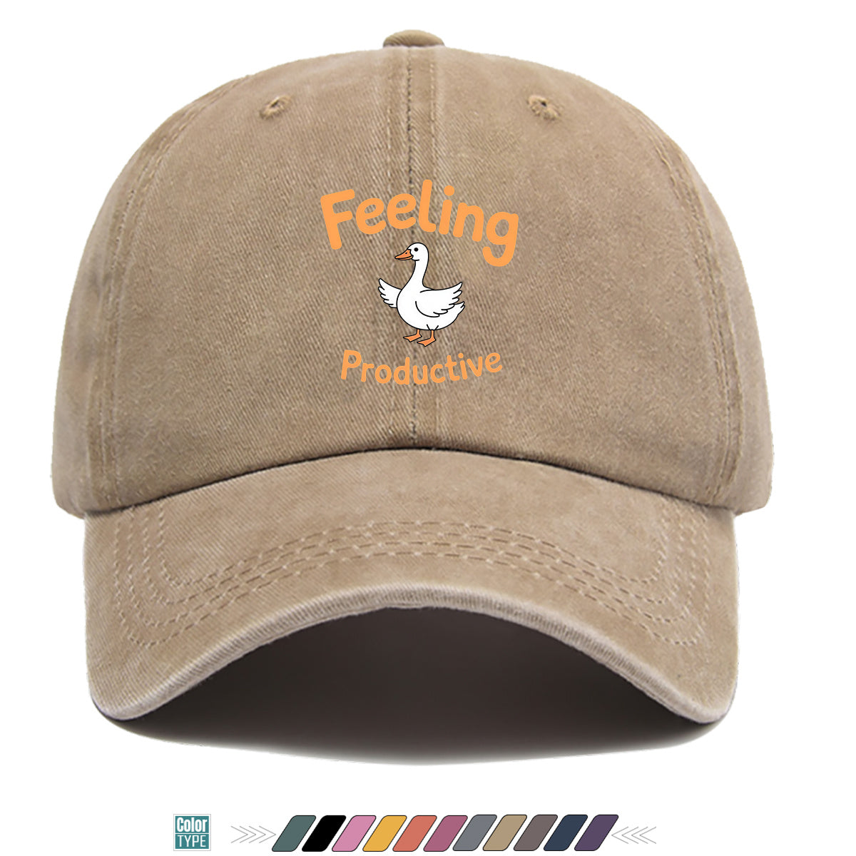 1pc Fun Duck "Feeling Productive" Printed Baseball Cap, Comfortable and Breathable Sun Hat, Stylish, Simple, and Beautiful, Unisex Adjustable Baseball Cap, Trucker Hat, Beach Vacation Hat, Suitable for Outdoor Fishing, Hunting, Vacations