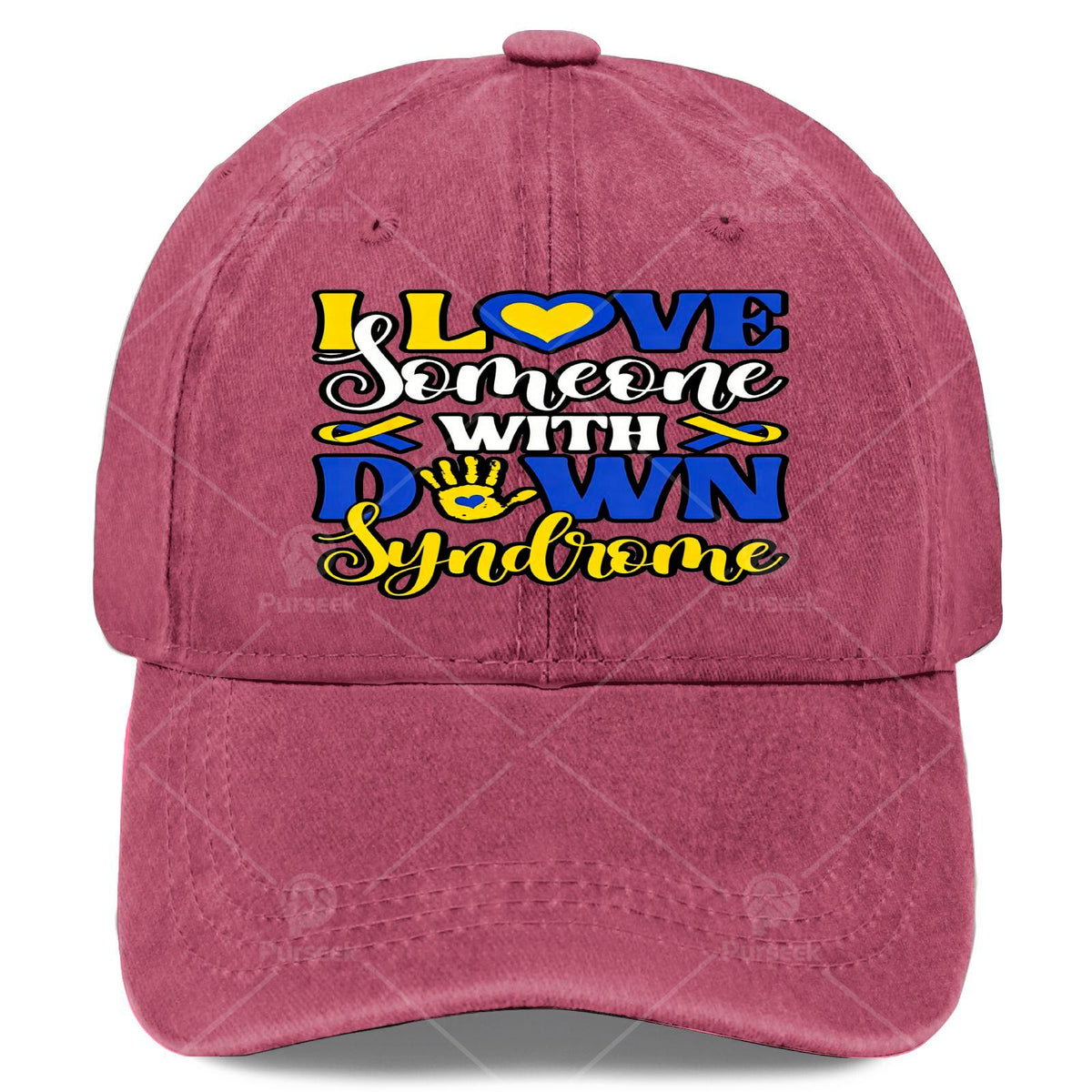 Unisex Baseball Featuring a Blue And Yellow Ribbon for Down Syndrome Awareness