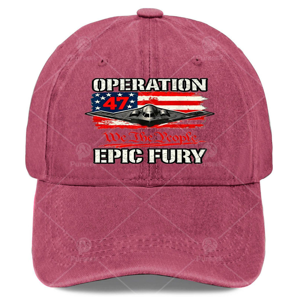 Unisex Vintage Washed Baseball Featuring The American Flag And Epic Fury Designs