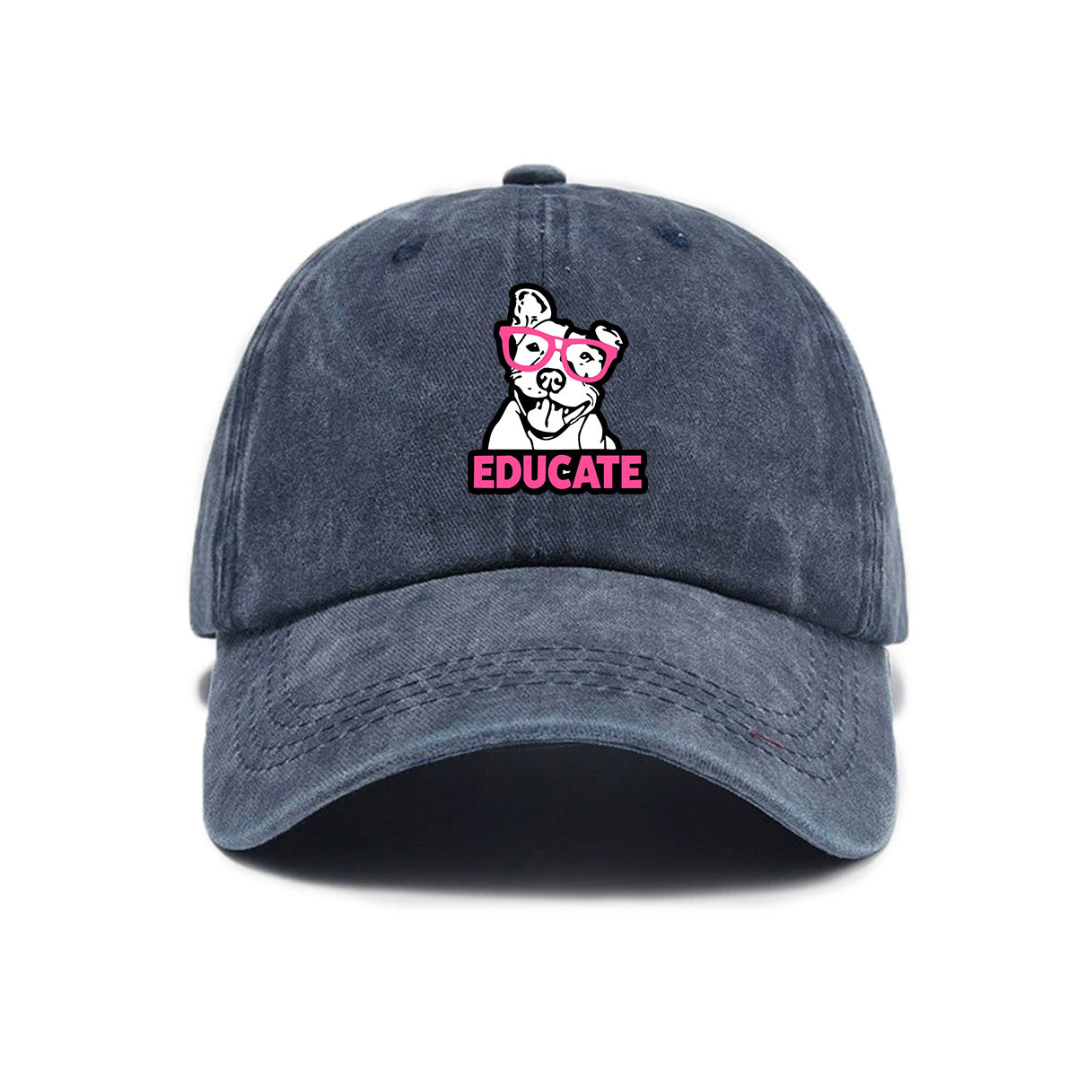 1 Washed Distressed Printed Baseball Cap for Adults, Trendy Hip-Hop Versatile Puppy Print Washed Distressed Soft Top Sun Baseball Cap, Unisex Baseball Cap