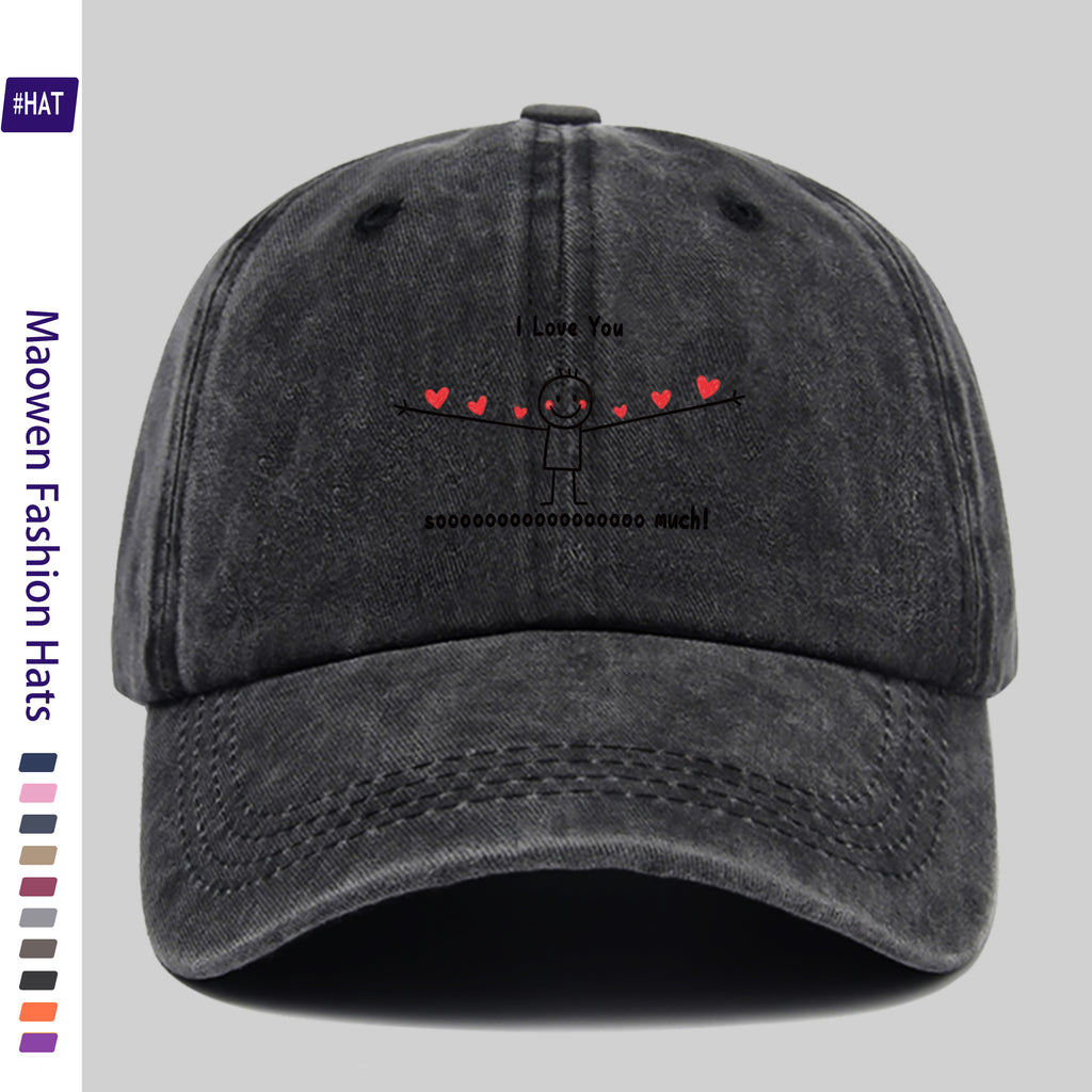 1 Vintage Washed Distressed Baseball Cap, Stylish, Easy to Match, and Attractive, Unisex Snapback Cap with Adjustable Size. The Feature Is the Fun Cartoon Character Design with Happy Faces. This Fashionable Street-style Hat Is Also Known As