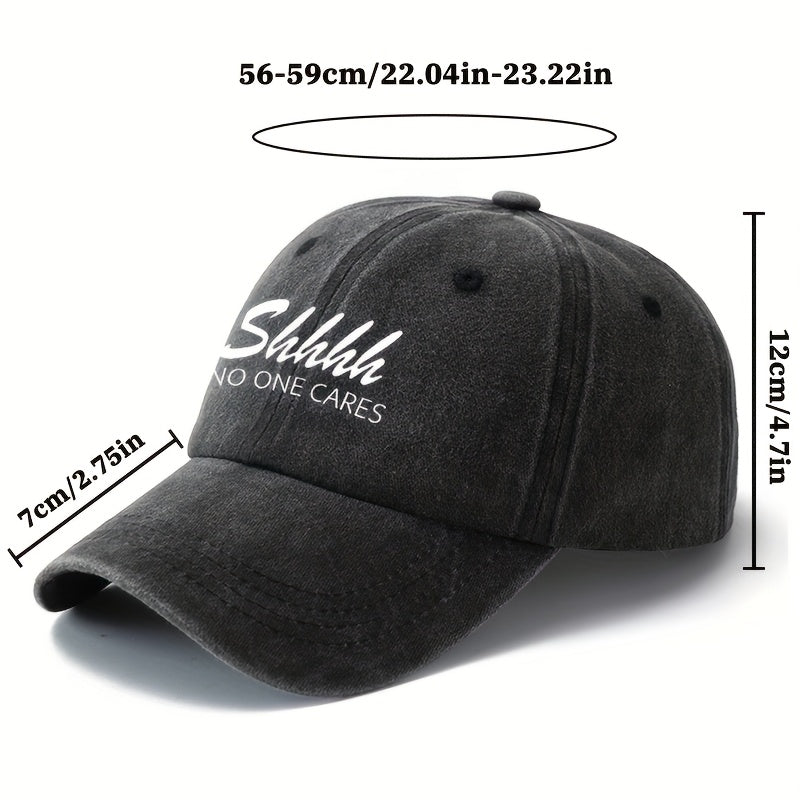 MAKEFGE "Shhhh NO ONE CARES" Funny Trucker Cap for Men & Women - Adjustable Lightweight Baseball Hat with 6-Panel Design, Breathable Suitable for Outdoor, Casual, Driving, - Unisex Adult Hat in 4 Colors (Black/Dark Gray/Beige/Pink)