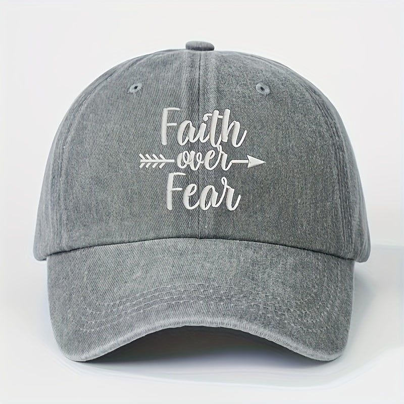 1 FAITHOVERFEAR (Rebranded as coolcheer) Adjustable Snapback Baseball Cap - Unisex Lightweight Breathable Trucker Hat with Curved Brim, Metal Buckle Closure, All-Season White Washed Look for Men & Women, Golf, Casual (Hand Washable) -