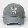 1 FAITHOVERFEAR (Rebranded as coolcheer) Adjustable Snapback Baseball Cap - Unisex Lightweight Breathable Trucker Hat with Curved Brim, Metal Buckle Closure, All-Season White Washed Look for Men & Women, Golf, Casual (Hand Washable) -