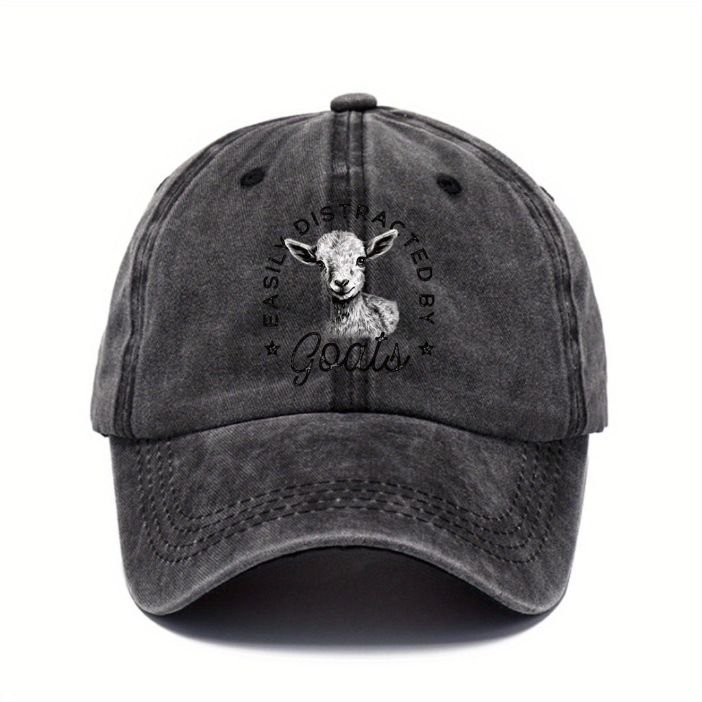 Washed Letter Print Baseball Cap - Adjustable, Sun-protective and Stylish for Outdoor Activities