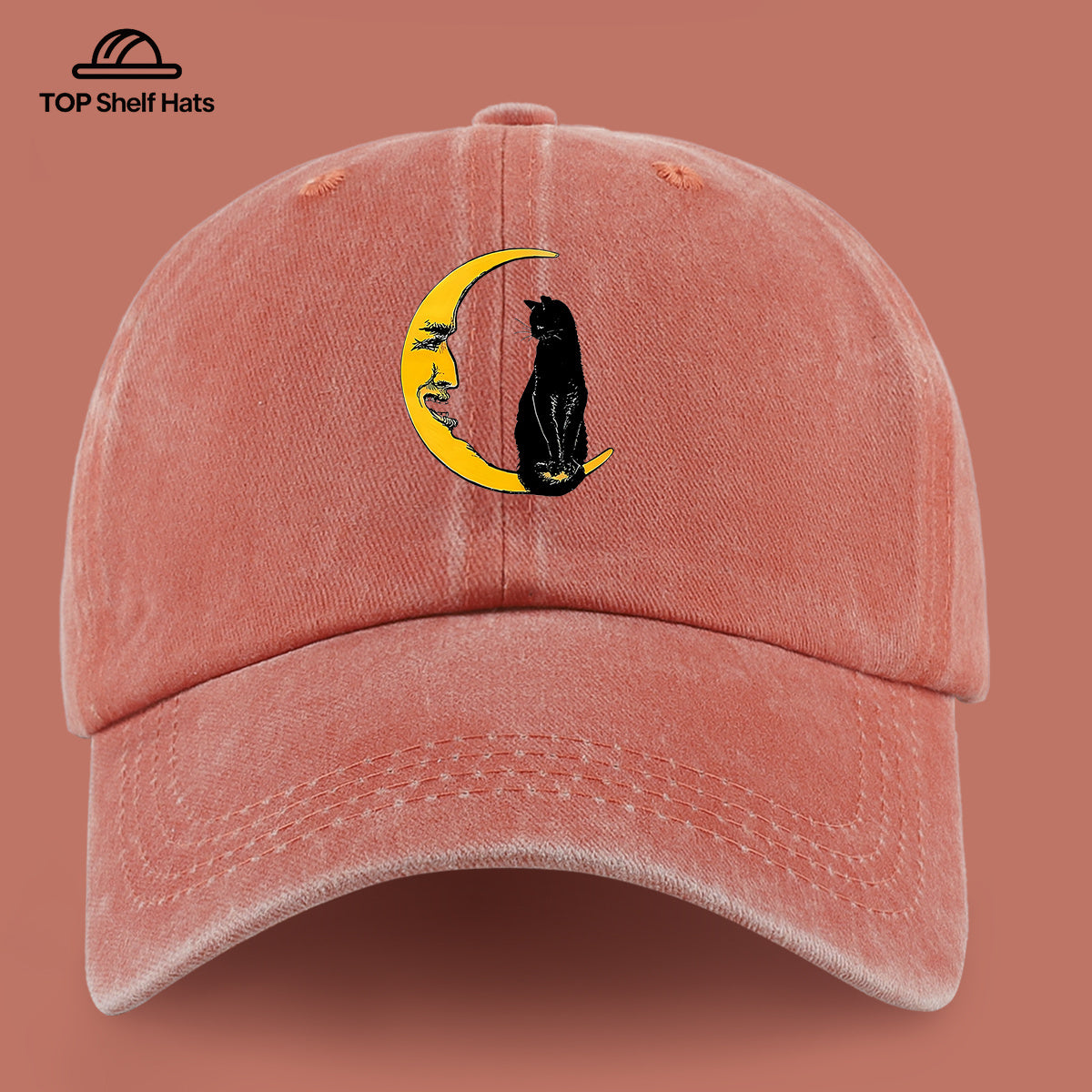 1pc Moon Cat Print Baseball Cap, Creative Illustration Sun Hat, Lightweight Comfortable Breathable Adjustable Size, Black PAPA Truck Driver Retro Dad Hat, Mom Beach Vacation Sun Hat, Youth Couple Outdoor Skate Hat