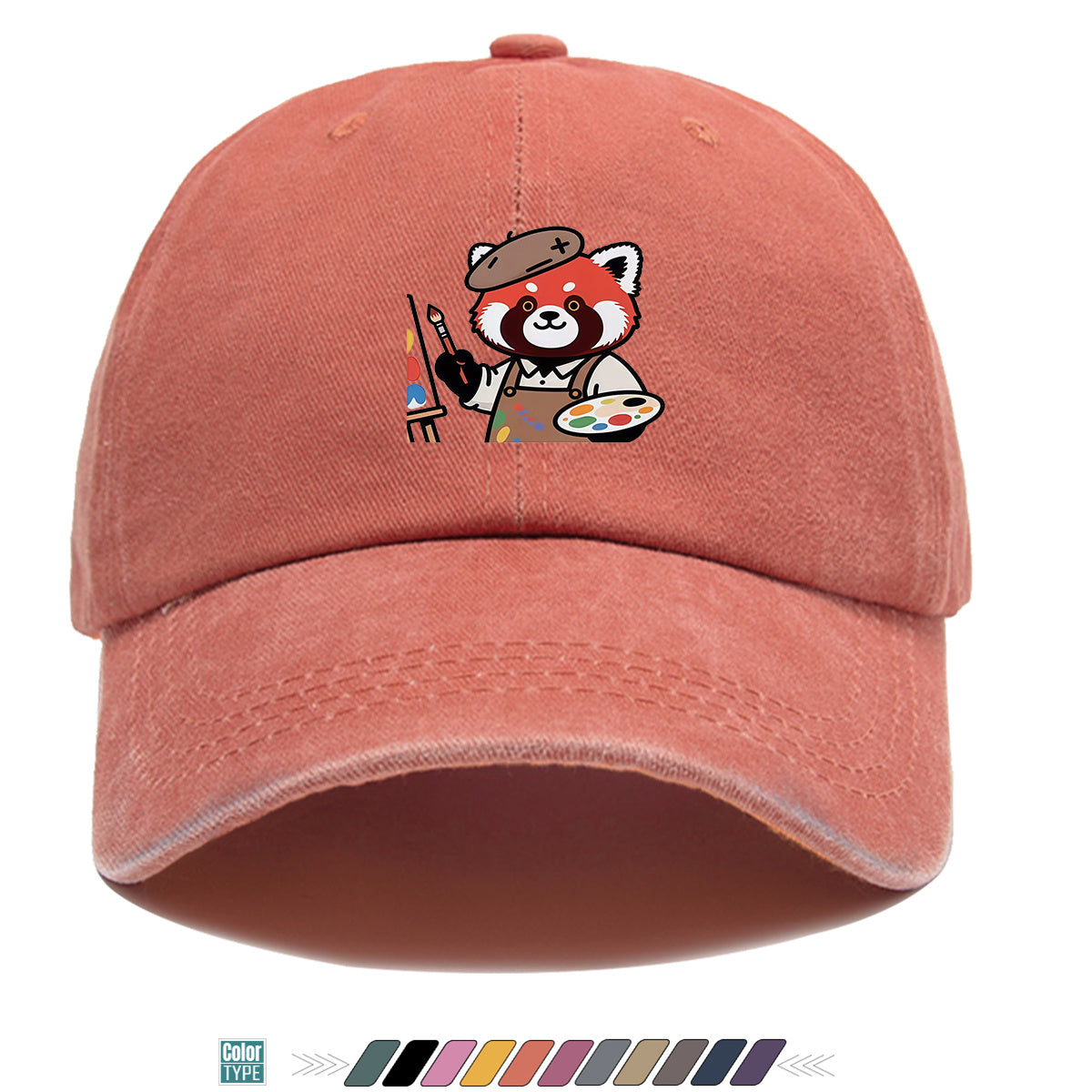 1pc Little Panda Painter Cap - Cute Panda & Brush Print Baseball Hat, Adjustable Duckbill Suitable for Outdoor Sketching, Museum Visits, Travel - Unisex for Men & Women, Creative Gift for Artists,, Birthday Present