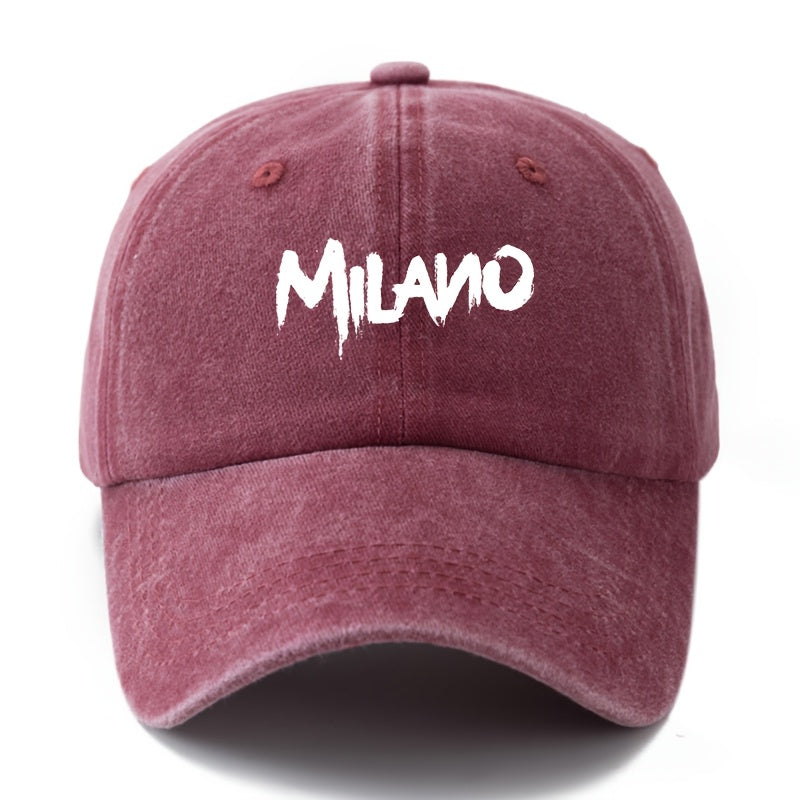 MILANO Retro Washed Baseball Cap - Unisex Trucker Hat Suitable for Outdoor, Casual Wear, Driving, Vacations - Classic Washed Look, Printed Design, Ideal for Truck Drivers & Lifestyles