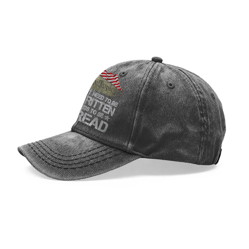 1pc Vintage Washed Unisex Baseball Cap, American Flag "We The People" Theme, Patriotic Style Font Print Design, Adjustable, Suitable for Outdoor Activities And Everyday Casual Wear, Gift for Men, Women, And