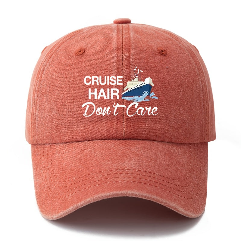 MAKEFGE Unisex Polyester Baseball Cap, Casual Cruise Hair Don'T Care Print, Adjustable Hip Hop Hat with Curved Brim, Outdoor Sports Truck Driver Cap