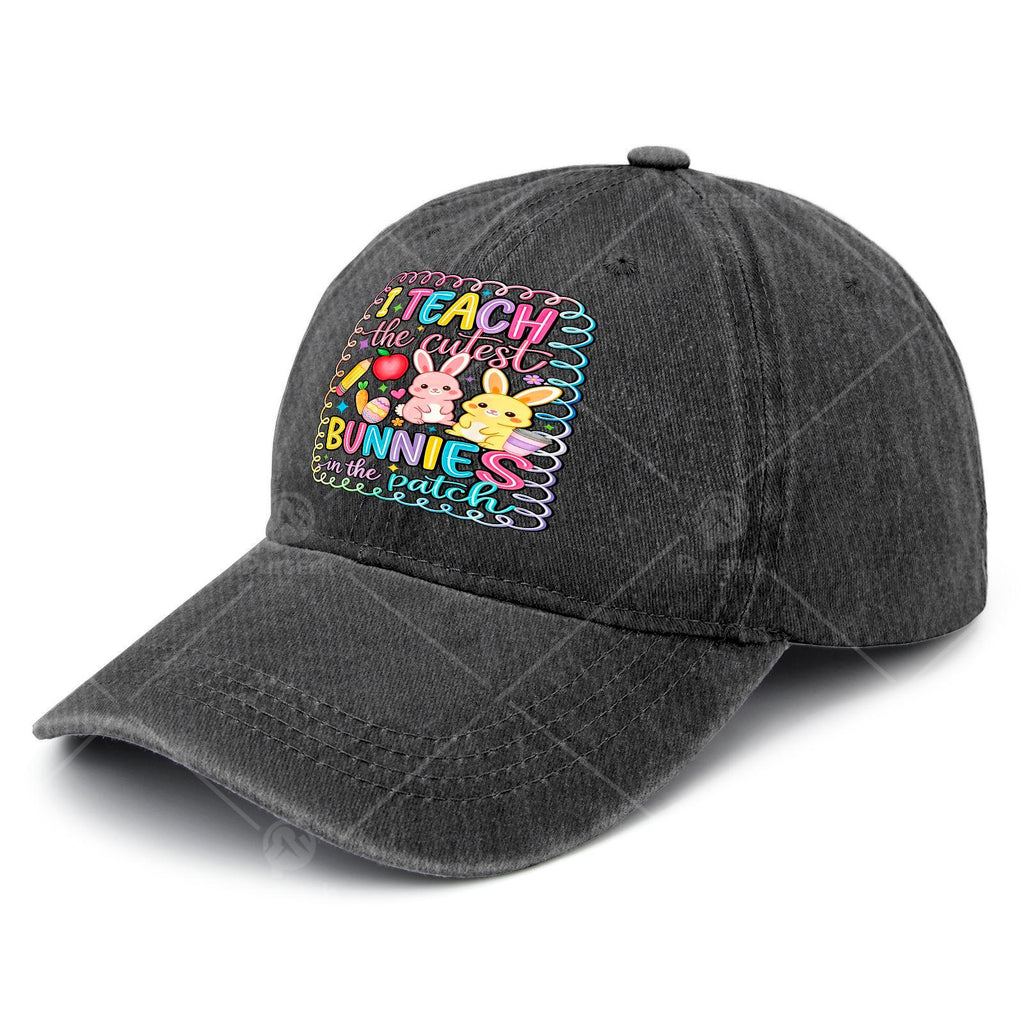 Retro Baseball with Bunny Teacher - Lightweight Full-Body Print Round Suitable for Easter, Christmas, 4th & Events, Hand Washable for Tournaments, Casual Wear - I Teach The Cutest Bunnies in The Patch