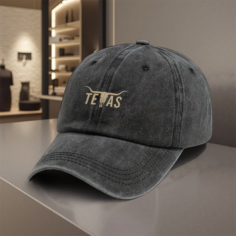 1pc Texas Longhorn Bull & TEXAS Lettering Adjustable Snapback Cap - Lightweight Polyester Trucker Hat for Men & Women, All-Season Outdoor, Camping, Golf, Fishing, Motorcycle, Running - Unisex Cowboy Hat for & Texas Pride, Hand Washable, Breathable Mesh Ba