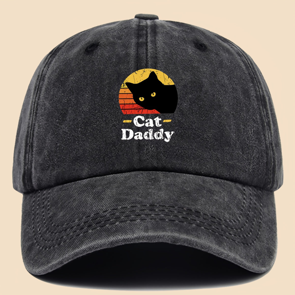 Charming "Cat- for daddy" Printed Baseball Cap, PAPA Retro Curved Brim for dad Hat, Suitable for Both Men And Women in All Seasons, Adjustable Size, Suitable for Most People, Trucker Sun Hat, Ideal Gift for Dad Or Grandpa, Suitable for Leisure