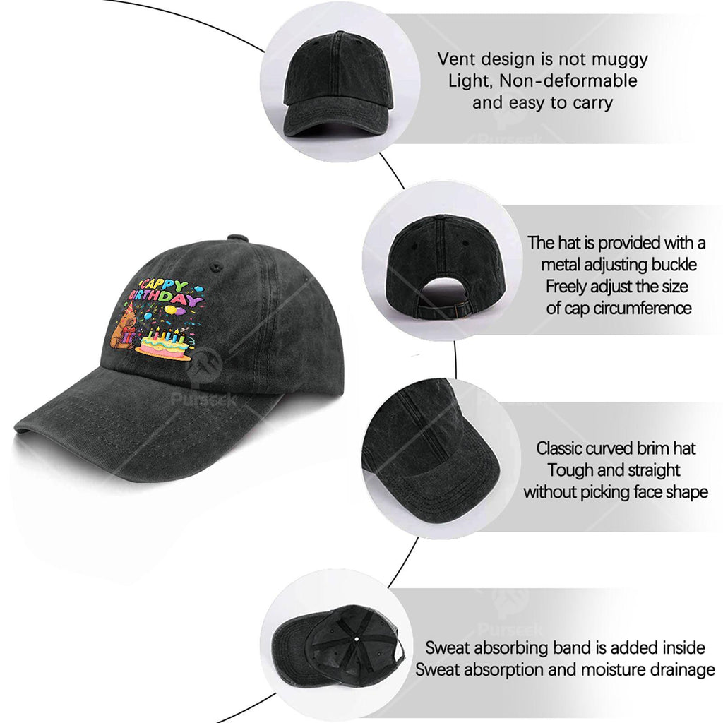 Capybarass Loverses Cappy Birthday Girl Boys Happy Birthday Partys Baseball Hat