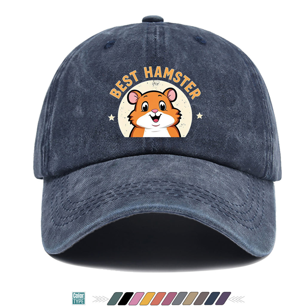 1pc "Best Hamster" Cartoon Hamster Print Baseball Cap, Cute And Playful Sun Hat, Fashionable Casual Unisex Hat, Adjustable Size, Daily Hat, Couple Outing Hat, Suitable for Park Play, Easy Dressing, Shopping, Hiking, Outdoor Picnic