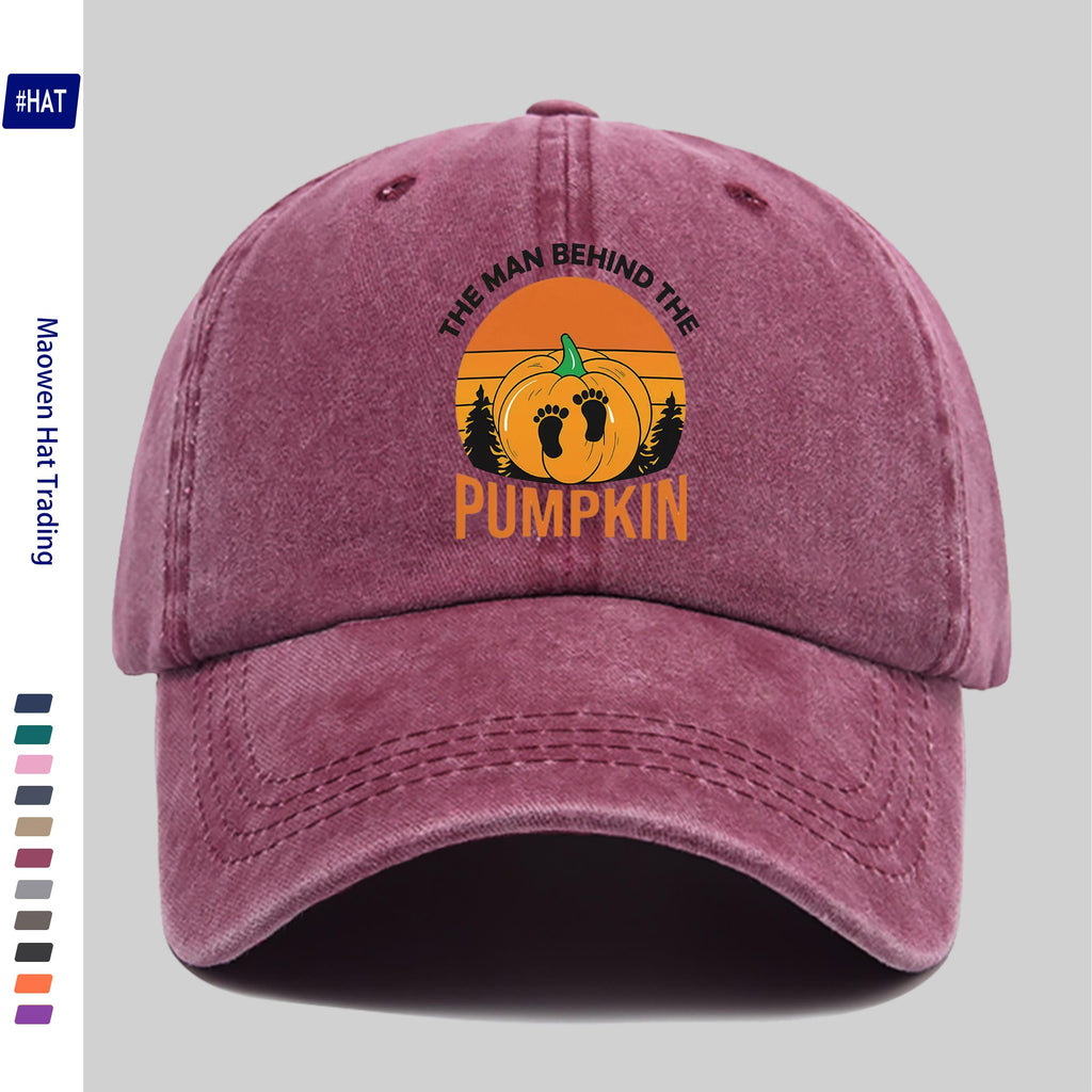 1 Halloween Pumpkin Footprint Pattern Heat-Pressed Washable Cap, New Vintage-Style Baseball Cap for Autumn And Winter, Unisex Adjustable Lightweight Outdoor Cap, Suitable for All Seasons, Travel And Casual Wear, Ideal for Sports Enthusiasts, Durable