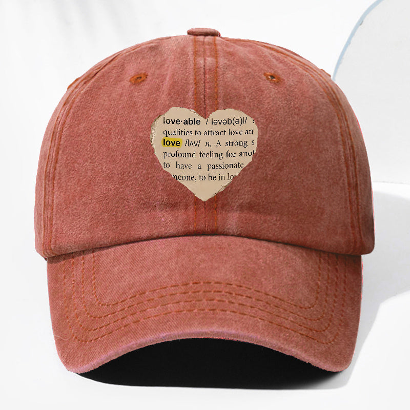 Unisex Newspaper Heart Print Washed Vintage Baseball Cap, Fashionable Sun Outdoor Hat for Men and Women, Adjustable Fit Trucker Hat Suitable for All Seasons and Daily Wear