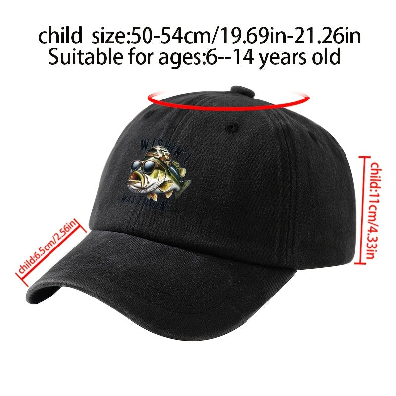 A Unisex Men's Baseball Cap with Cartoon Print, Adjustable, Fashionable, and Versatile. Suitable for Outdoor Activities Such as Camping, Hiking, and Fishing