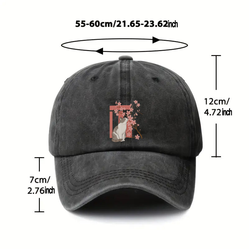 1pc, Adjustable Baseball Cap with Cute Cat Design, Lightweight Printed Craft Women'S Hat, Men'S Trendy Cap with Cat Pattern, Ideal Gift for Weddings, Parties, Birthdays