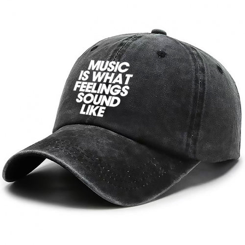 1 Music Print Cap, Women's Outdoor Style Hat, Men's Beach Hat, Washed Baseball Cap, Breathable Washed Cap, Adjustable DAD Cap, Suitable for Outdoor Activities and Parties, for Personal Use or as a Birthday Gift