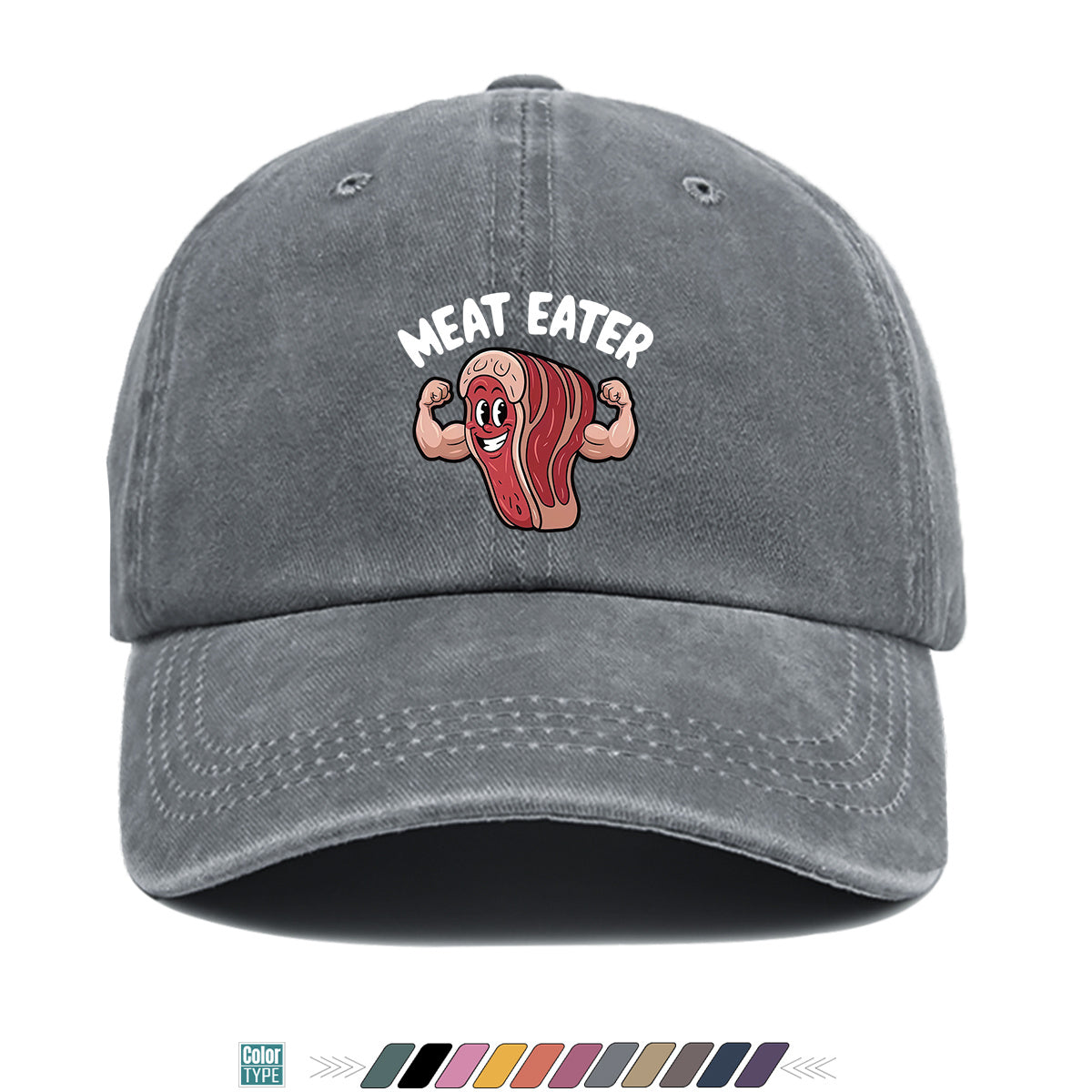 1pc 1pcs Muscle Steak Print Baseball Cap Suitable for Men & Women, Adjustable Duckbill Hat with Steak, Food-Themed Gift for BBQ Parties, Picnic, Outdoor, Casual Wear, Sports Hat for Foodie Friends, Birthday Present
