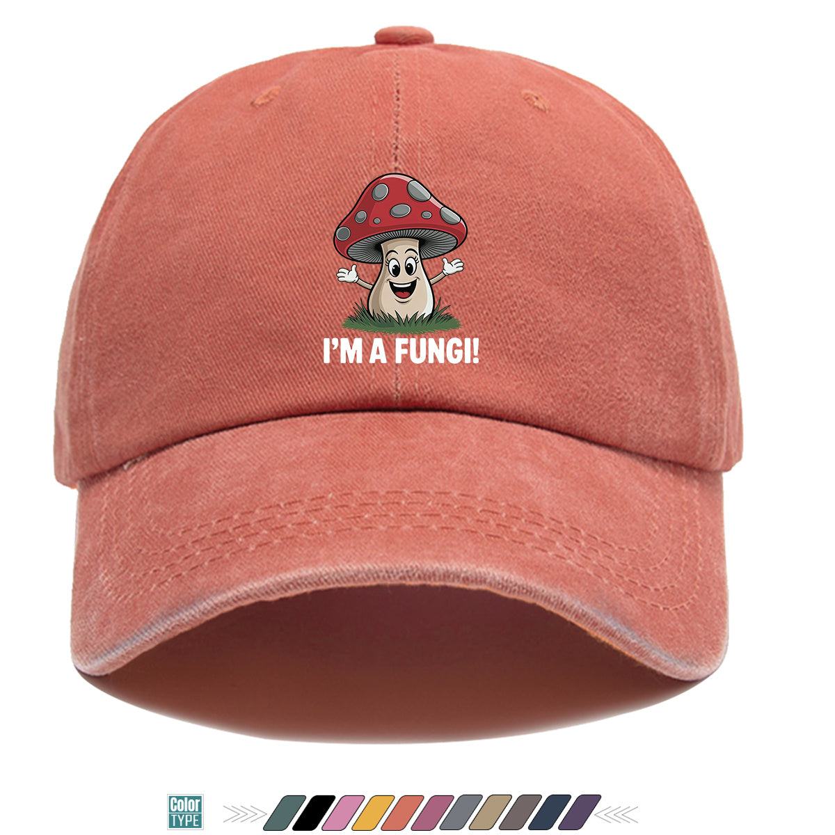 1pc Cartoon Mushroom Joyful Face Print Baseball Cap, Cute Red Mushroom with Gray Dots Hat, Comfortable and Breathable Sun Hat, Stylish, Fun, and Unique, Unisex Adjustable Baseball Cap, Casual Hat, Couple's Outing Hat, Suitable for Daily Shopping