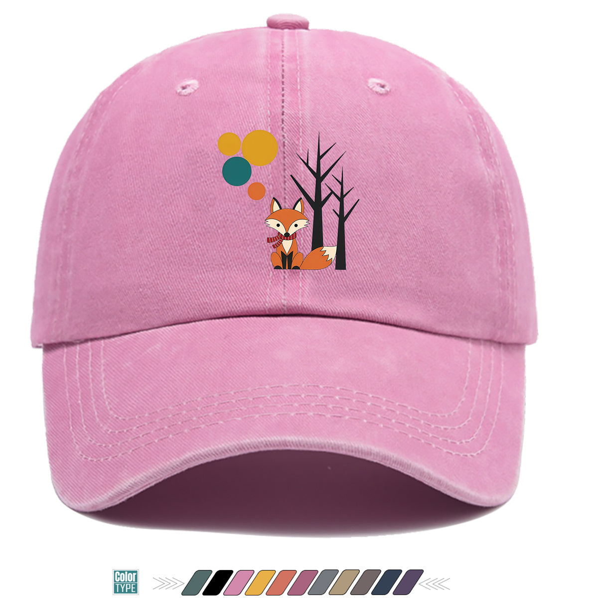 1pc Cartoon Fox Wearing Red Scarf Print Baseball Cap Colorful Geometric Background Sun Hat Fashionable And Beautiful Unisex Duck Tongue Cap Adjustable Size Casual Travel Hat Street Trendsetter Essential Suitable for Daily Wear, Shopping, Travel