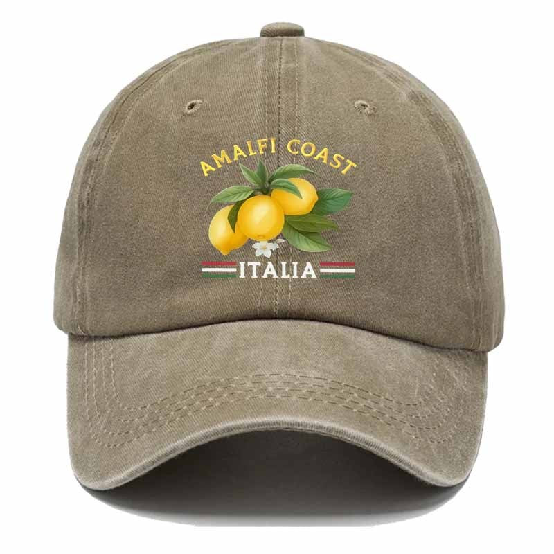 Stylish  Cap Featuring National Flag Stripes Accented with Lemon Leaf Motifs-A Must-Have for Beach Vacations.
