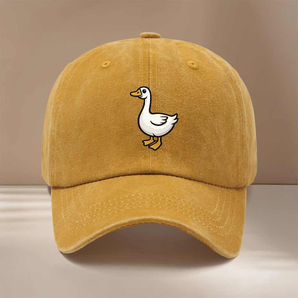 This Is a Baseball Cap Featuring a Flat Design of a Cartoon Goose, Suitable for All Seasons with an Adjustable Size. It'S a Trendy, Lightweight Duckbill Hat for Both Men And Women, Perfect for Outdoor Sports, Gatherings