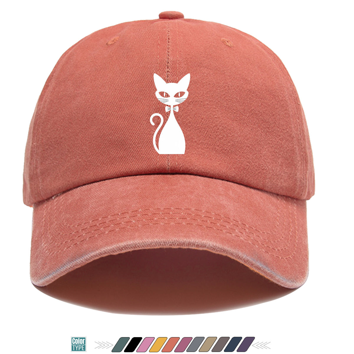 1pc Elegant White Cat Silhouette Printed Baseball Cap, Comfortable Breathable Sun Hat, Fashionable Easy Design, Unisex Adjustable Casual Versatile Duckbill Cap, Suitable for Daily Outings, Cafe Gatherings, Weekend Excursions, Girlfriends' Dates