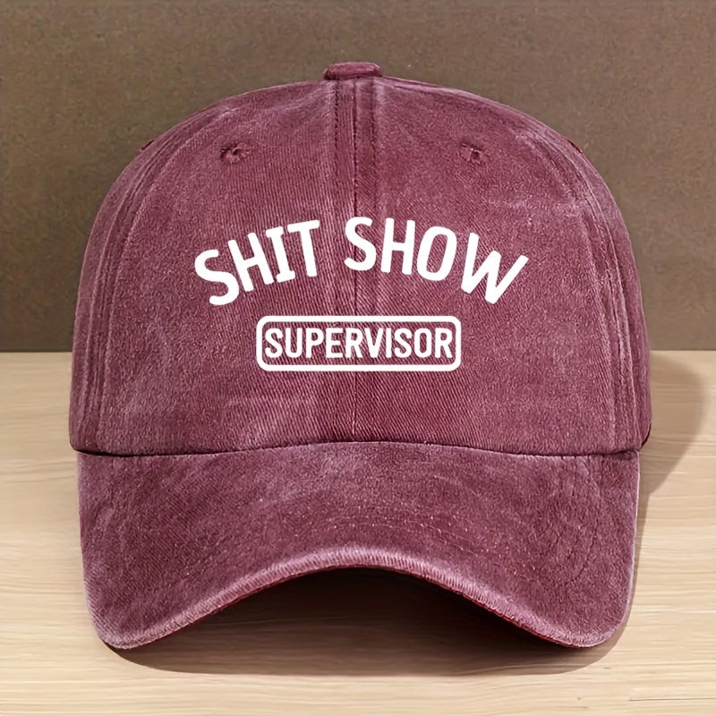 Vintage Style Baseball Cap, 100% Polyester Breathable Fabric, Adjustable Fashion Hat with 'SHIT SHOW SUPERVISOR' Print, Suitable for Daily Wear and Outdoor Activities, Outdoor Hat| Fashion Accessories| Adjustable Fit Hat, Baseball Cap