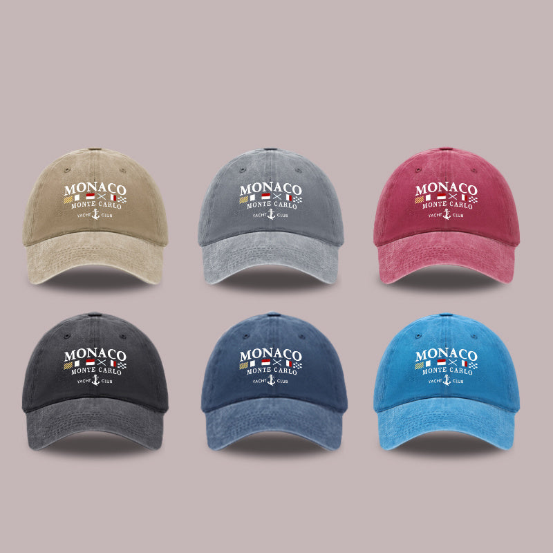 1pc New Baseball Cap, Monaco Monte Carlo Yacht Club Printed Design, Unisex Adjustable Size, Suitable for Outdoor Activities And Casual Wear, for Adults And Travel Enthusiasts