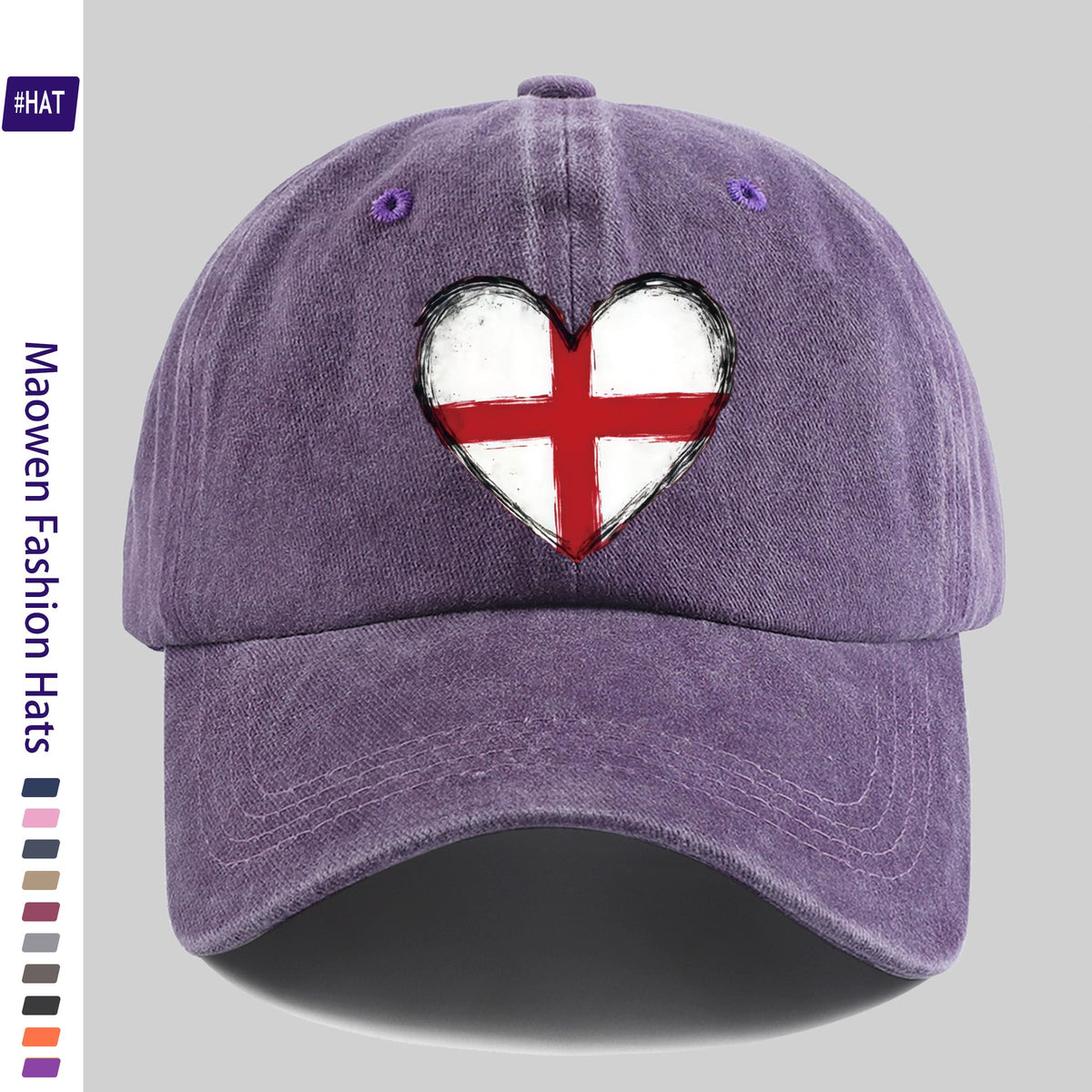 1pc of Vintage Distressed Adjustable Sports Cap, Washed and Distressed with an English Flag and Heart Pattern Print, Outdoor Casual Cap, Fashionable Printed Breathable Baseball Cap, a Must-have Fashion Item, Ideal for Outdoor Sports and Travel Ca
