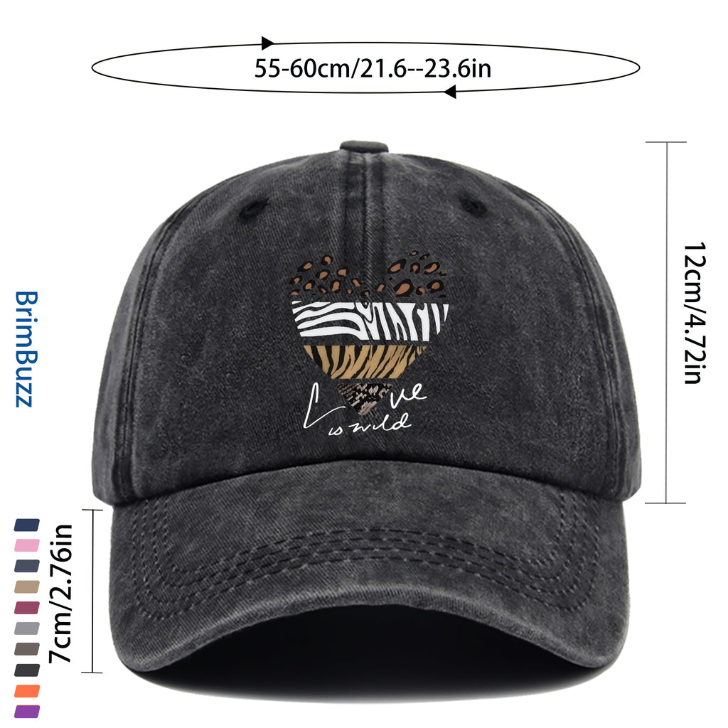 1 Elegant Leopard Print Heart Pattern Baseball Cap, Fashionable, Casual And Stylish Printed Golf Cap, Perfect for Spring And Summer Holidays, Decorative Hat, Comfortable And Lightweight Headwear, Adjustable Buckle, Dad Hat