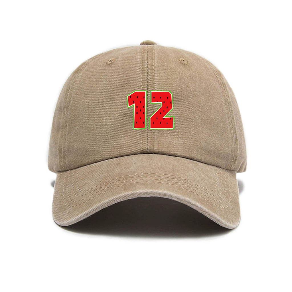 1 Washed Distressed Printed Baseball Cap for Adults, Simple Number 12 Print, Washed Distressed Soft Top Sun Baseball Cap, Unisex Versatile Baseball Cap
