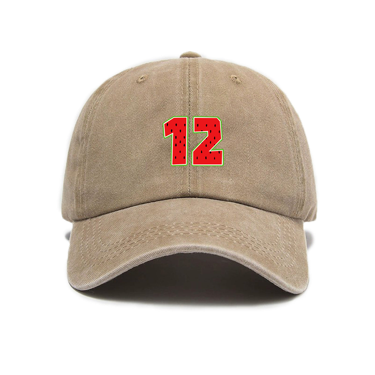 1 Washed Distressed Printed Baseball Cap for Adults, Simple Number 12 Print, Washed Distressed Soft Top Sun Baseball Cap, Unisex Versatile Baseball Cap