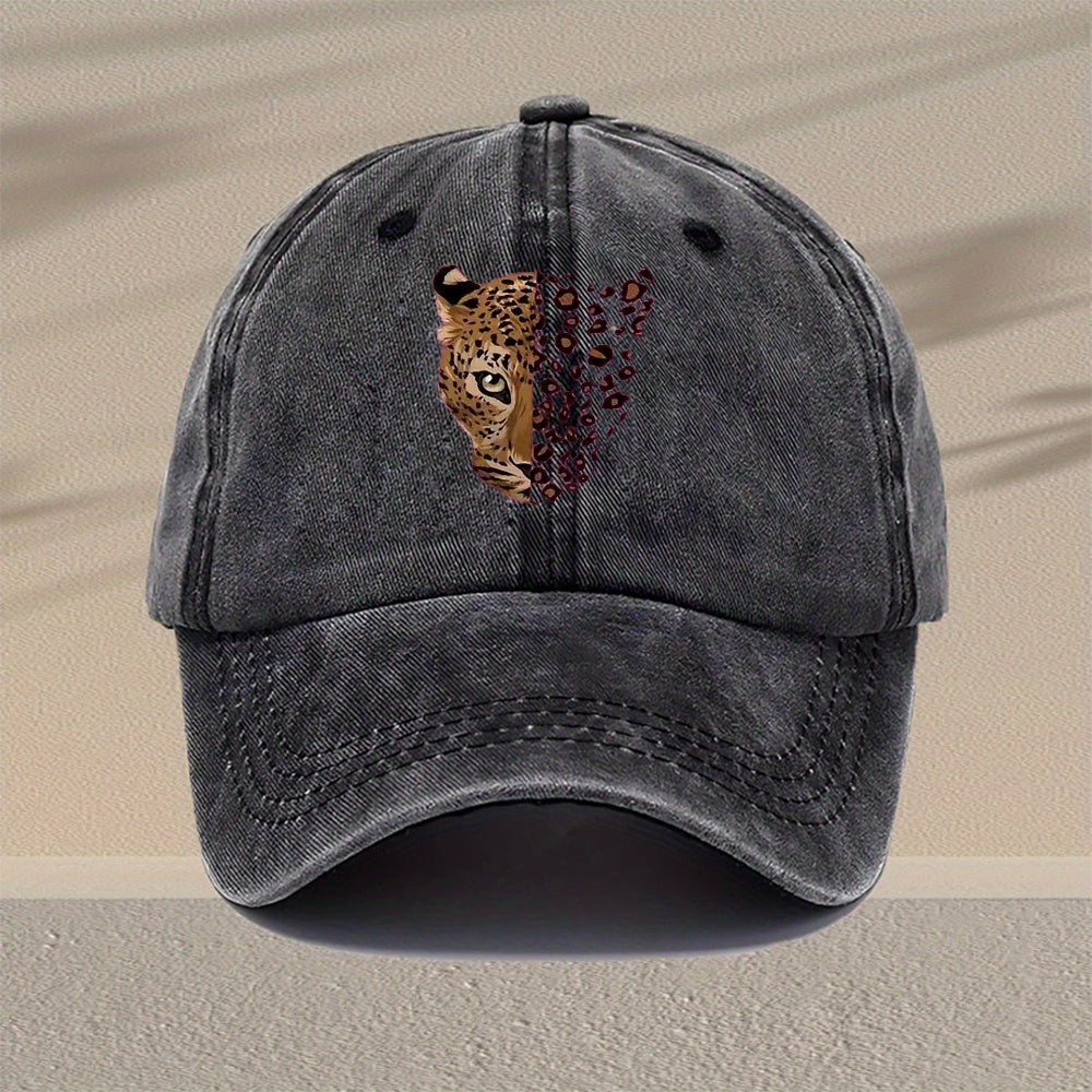 Men'S Leopard Print Baseball Cap - Adjustable Vintage Washed 100% Viscose Lightweight Outdoor Travel Casual Cap - Available in Multiple Colors, Perfect Gift