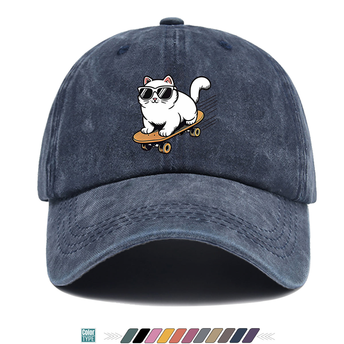 1pc 1pcs White Cat with Fashion Glasses Trucker Hat - Adjustable Unisex Cap Suitable for Skateboarding, Streetwear, Music Festivals, Summer Sun, Breathable Visor, Trendy Gift for &, Birthday Present for Skateboarders