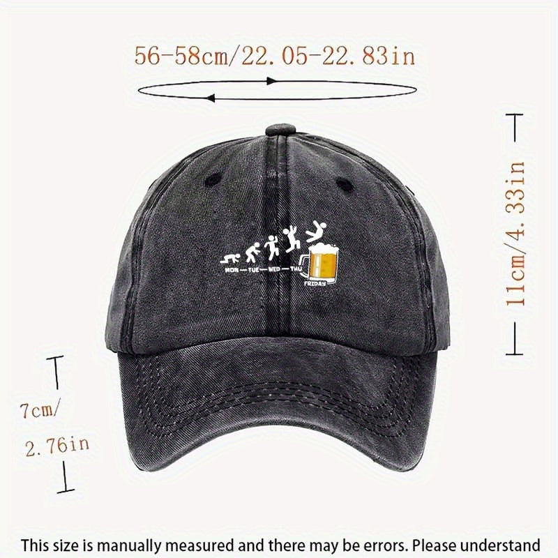 Unisex Washed Baseball Cap with Matchman Freedom - Humorous Novelty Hat Suitable for Friday Parties, Commuting & Casual Wear, Machine Washable Cap with Pull Tab Closure, Full-Print Matchstick Graphic for Themed Outfits