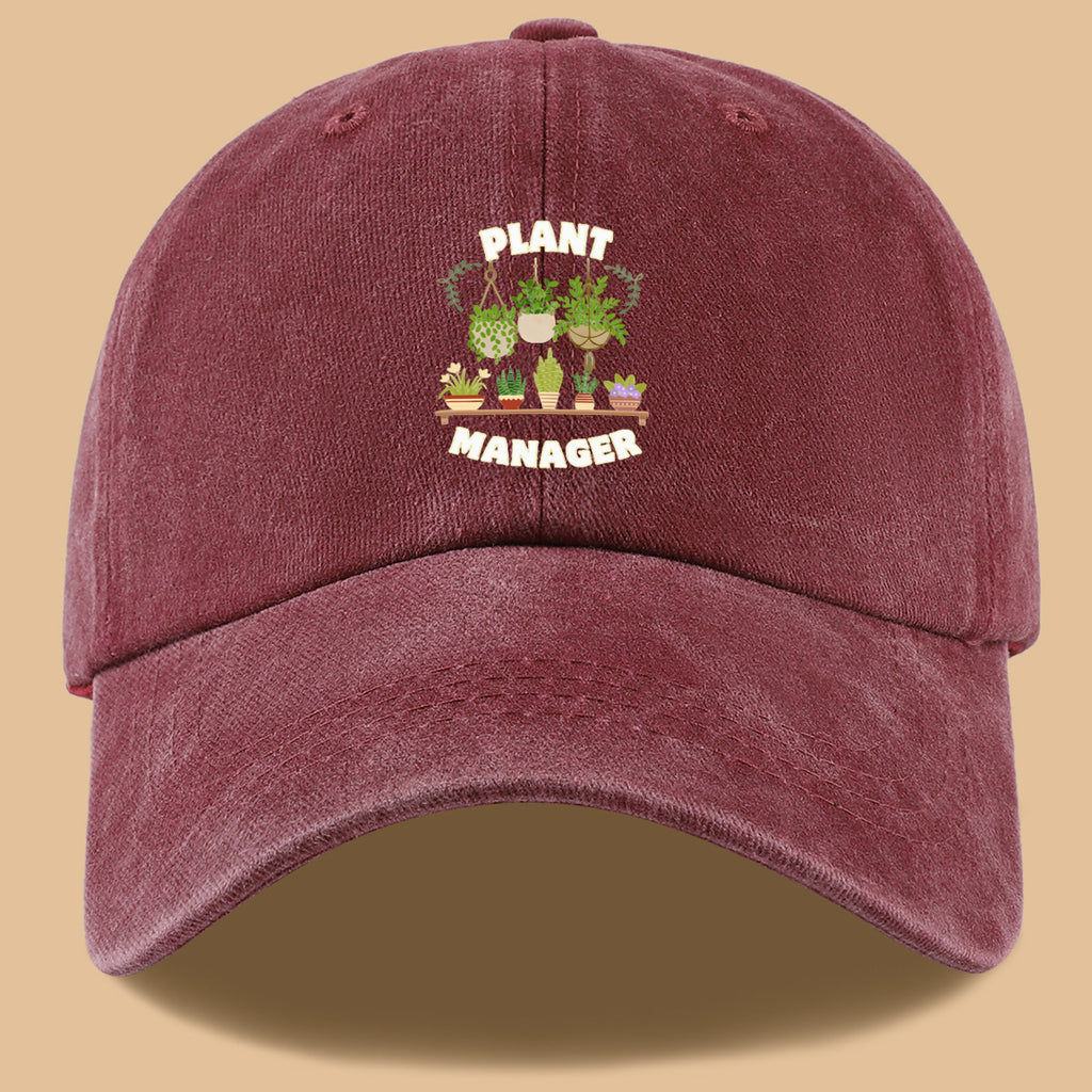 1pc "PLANT MANAGER" Plant-Themed Printed Baseball Cap, Cute Greenery Pattern Sun Hat, Fashionable Fresh Aesthetic Unisex Cap, Adjustable Size Gardening Enthusiast Essential Hat, Office Desktop Plant Lover Hat, Suitable for Outdoor Gardening