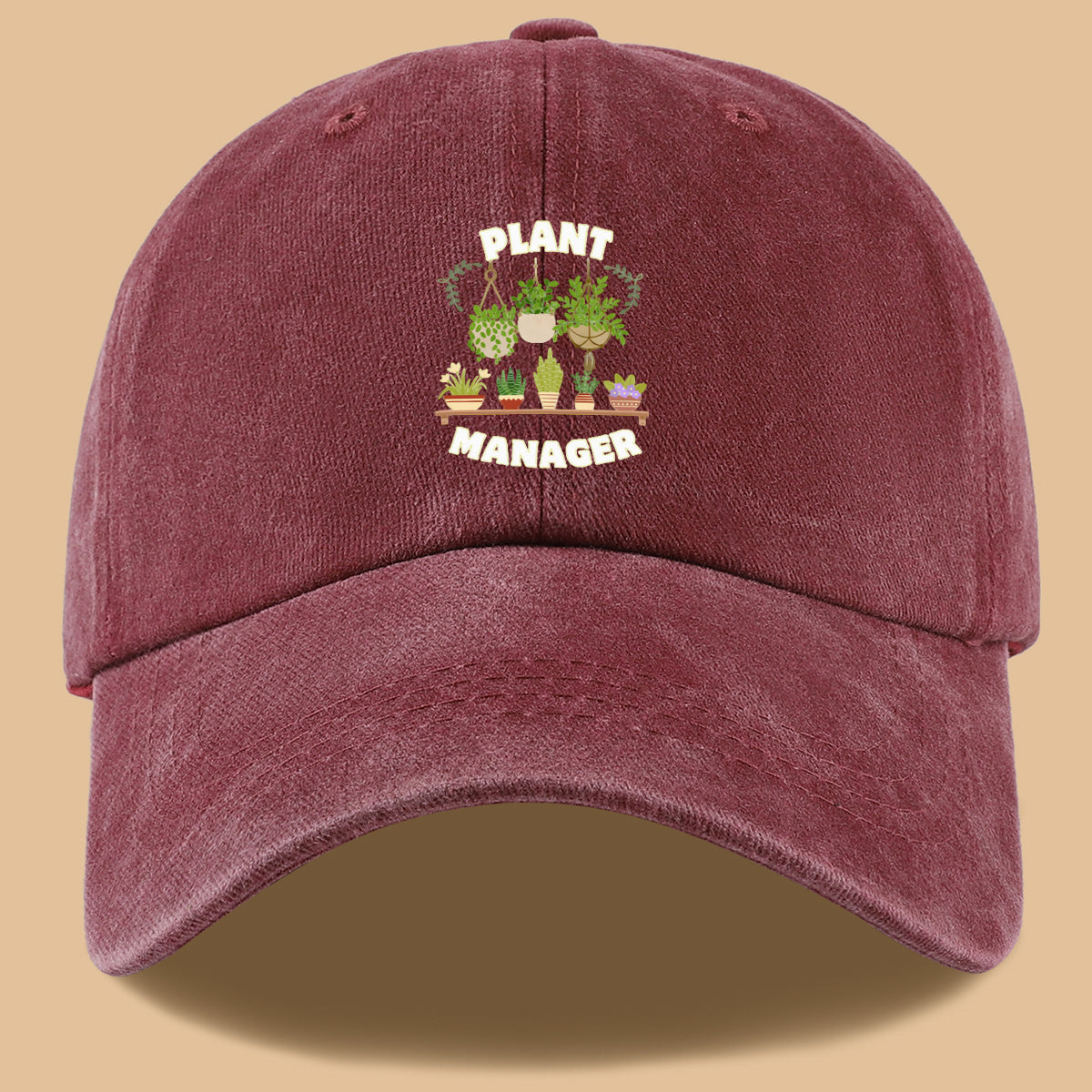 1pc "PLANT MANAGER" Plant-Themed Printed Baseball Cap, Cute Greenery Pattern Sun Hat, Fashionable Fresh Aesthetic Unisex Cap, Adjustable Size Gardening Enthusiast Essential Hat, Office Desktop Plant Lover Hat, Suitable for Outdoor Gardening
