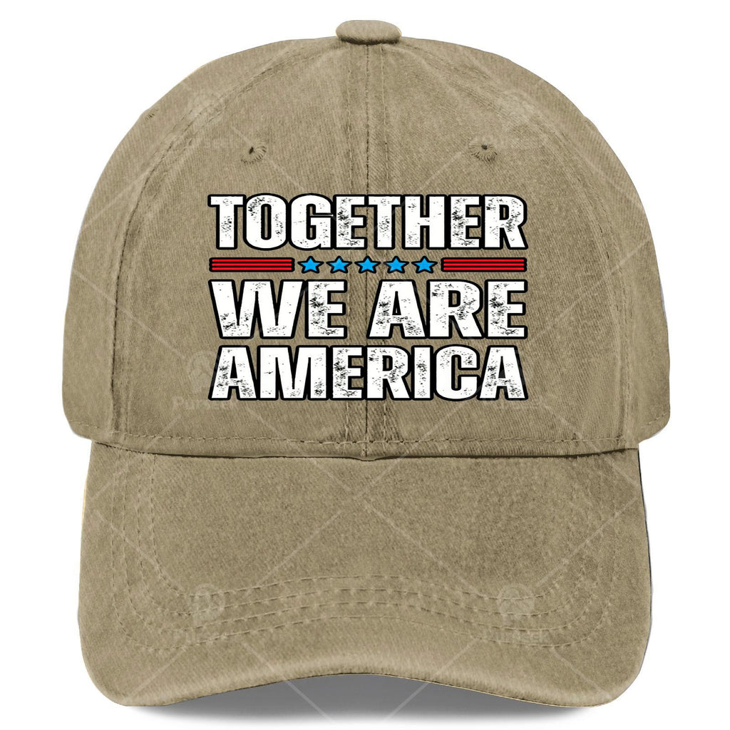 Together We Are America US Flag Vintage Baseball Hat Unisex Funny Washed